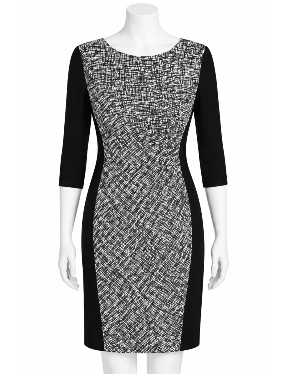 Ralph Lauren Women’s Size 14 Black White Crosshatch Jersey Sheath Career Dress